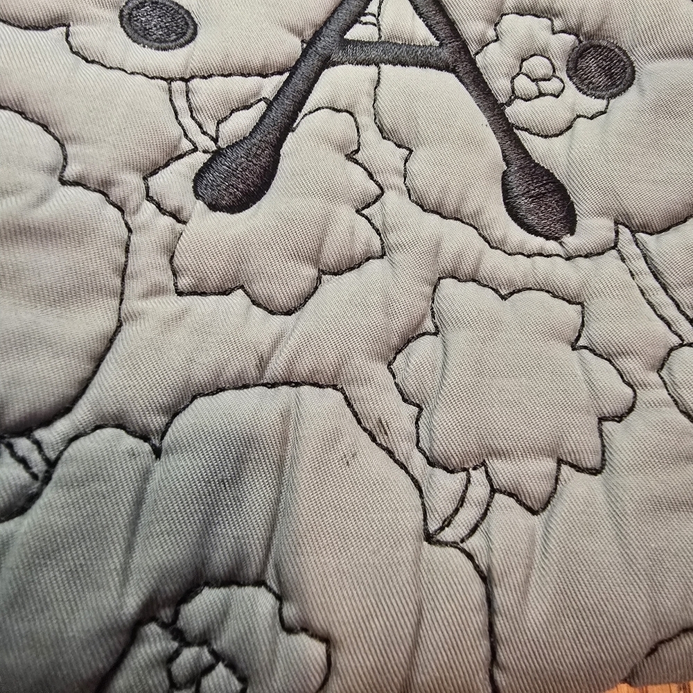 Thirty-One Quilted Crossbody Poppy Floral Shoulder Bag Gray Black Monogram A - Picture 11 of 11